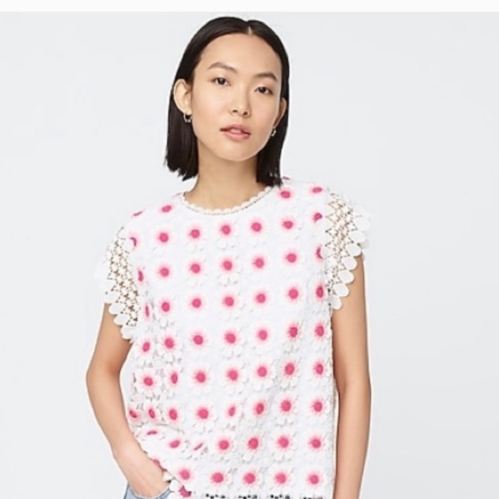 J Crew Mosaic Floral Lace Top